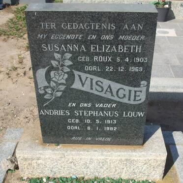 VISAGIE Andries Stephanus Louw 1913-1982 &amp; Susanna Elizabeth ROUX 1903-1969