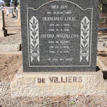 VILLIERS Hermanus Louis, de 1869-1940 &amp; Jacoba Magdalena DE KLERK 1878-1950