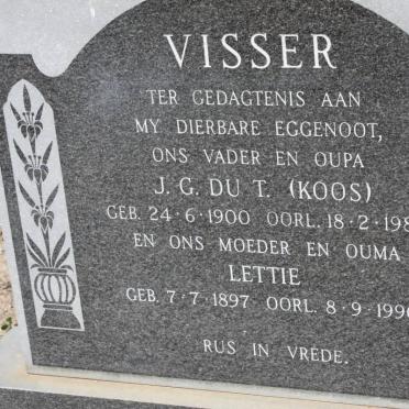 VISSER J.G. DU T. 1900-1982 &amp; Lettie 1897-1990
