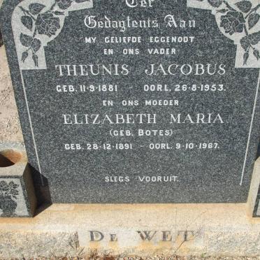 WET Theunis Jacobus, de 1881-1953 &amp; Elizabeth Maria BOTES 1891-1967