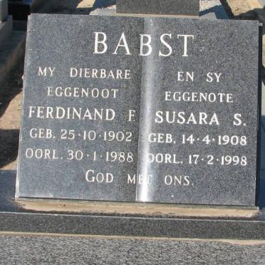 BABST Ferdinand F. 1902-1988 &amp; Susara S. 1908-1998