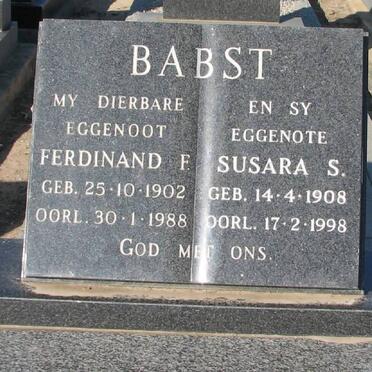 BABST Ferdinand F. 1902-1988 &amp; Susara S. 1908-1998