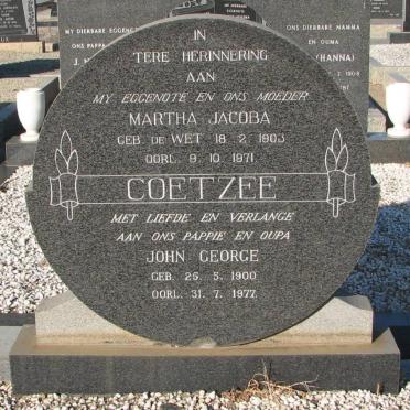 COETZEE John George 1900-1977 &amp; Martha Jacoba de WET 1903-1971