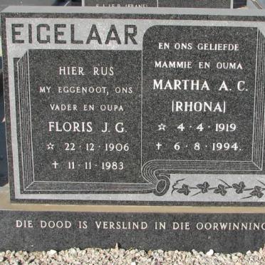 EIGELAAR Floris J.G. 1906-1983 &amp; Martha A.C. 1919-1994