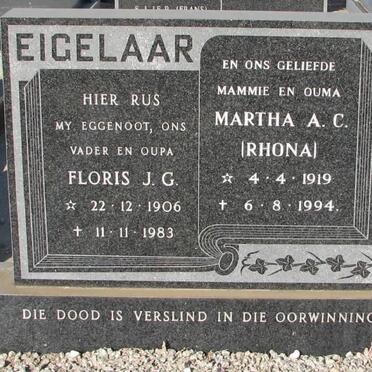 EIGELAAR Floris J.G. 1906-1983 &amp; Martha A.C. 1919-1994
