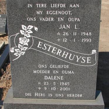 ESTERHUYSE Jan L. 1948-1993 &amp; Dalene 1945-2001