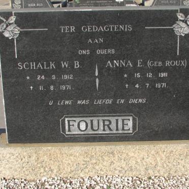 FOURIE Schalk W.B. 1912-1971 &amp; Anna E. ROUX 1911-1971