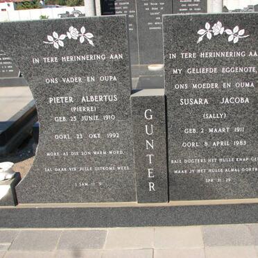 GUNTER Pieter Albertus 1910-1992 &amp; Susara Jacoba 1911-1983