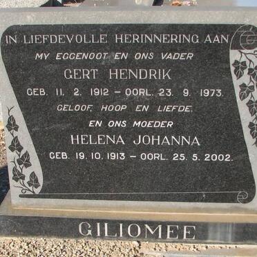 GILIOMEE Gert Hendrik 1912-1973 &amp; Helena Johanna 1913-2002