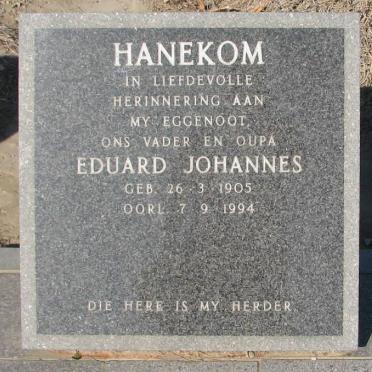 HANEKOM Eduard Johannes 1905-1994