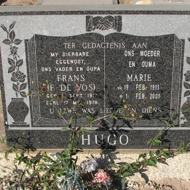 HUGO F. de Vos 1917-1978 &amp; Marie 1911-2001