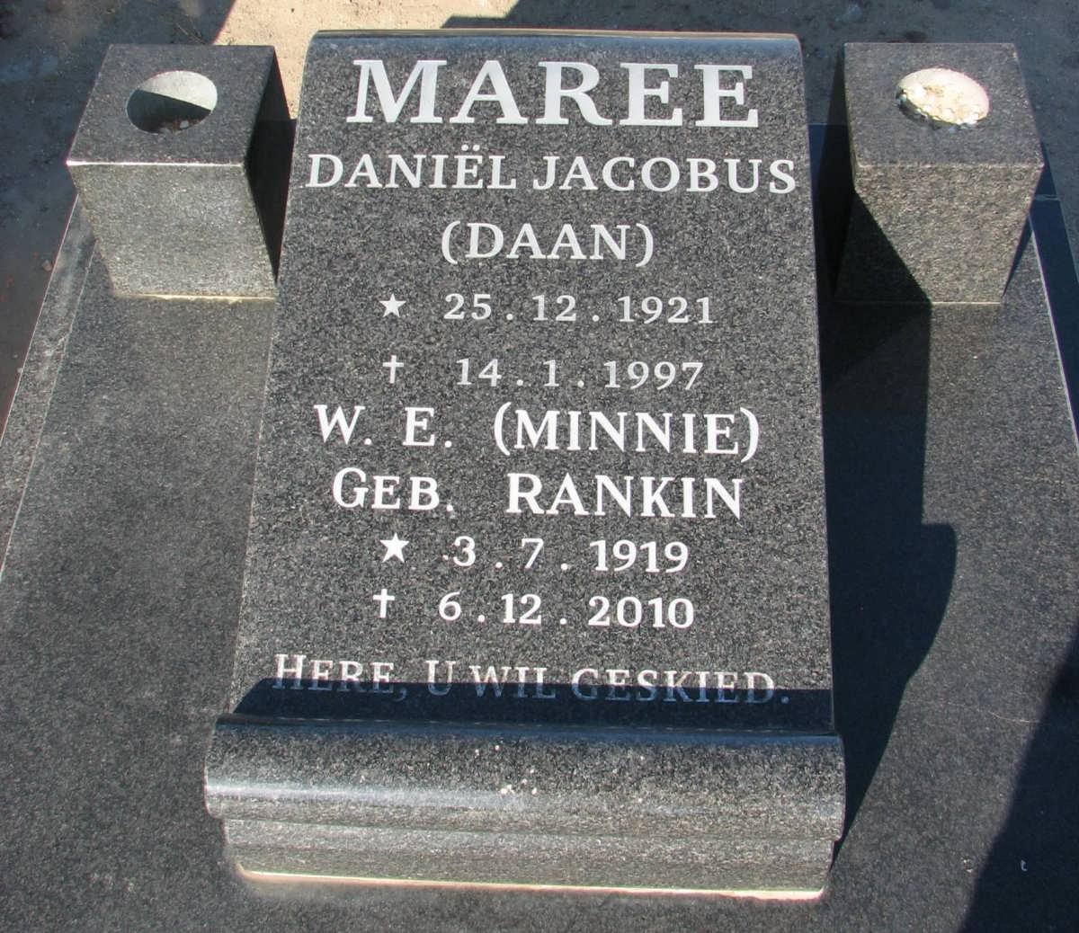 MAREE Daniel Jacobus 1921-1997 &amp; W.E. RANKIN 1919-2010