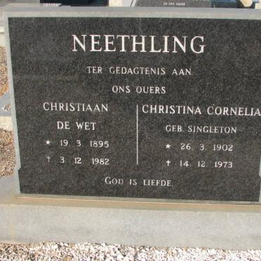 NEETHLING Christiaan De Wet 1895-1982 &amp; Christina Cornelia SINGLETON 1902-1973