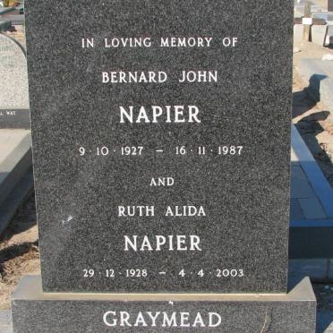 NAPIER Bernard John 1927-1987 &amp; Ruth Alida 1928-2003