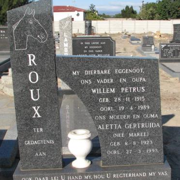 ROUX Willem Petrus 1915-1989 &amp; Aletta Gertruida MAREE 1923-1993
