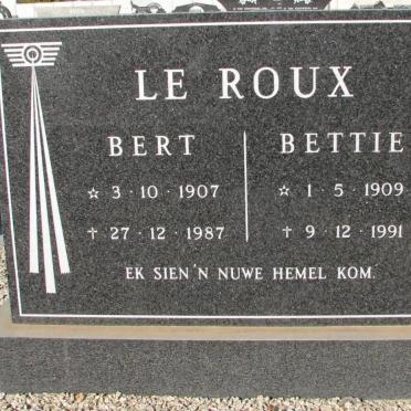 ROUX Bert, le 1907-1987 &amp; Bettie 1909-1991