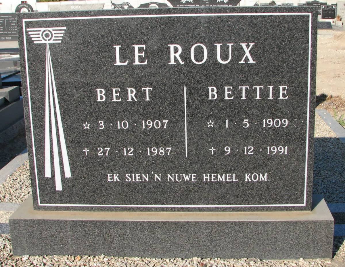 ROUX Bert, le 1907-1987 &amp; Bettie 1909-1991