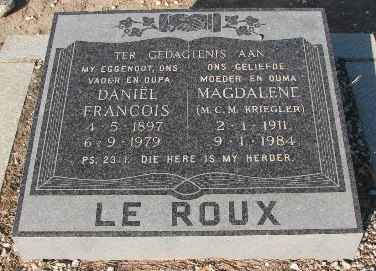 ROUX Daniel Francois, le 1897-1979 &amp; M.C.M. KRIEGLER 1911-1984