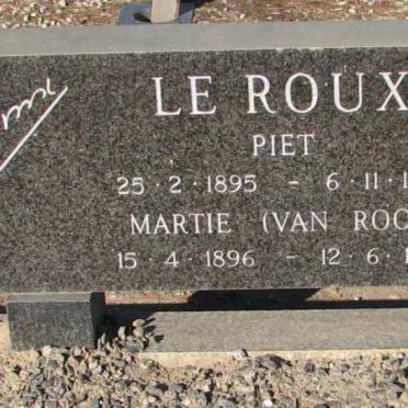 ROUX Piet, le 1895-1979 &amp; Martie van ROOY 1896-1988