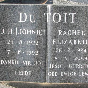 TOIT J.H., du 1922-1992 &amp; Rachel Elizabeth 1924-2003