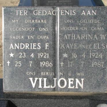 VILJOEN Andries F. 1921-1986 &amp; Catharina W. ELS 1924-1987
