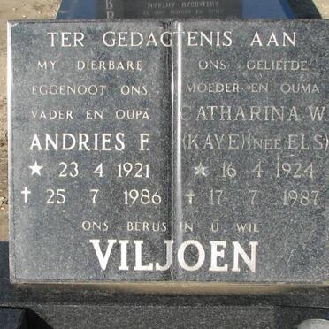 VILJOEN Andries F. 1921-1986 &amp; Catharina W. ELS 1924-1987