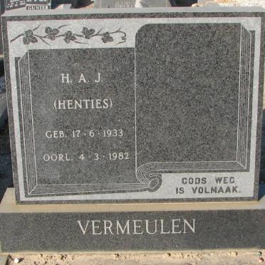 VERMEULEN H.A.J. 1933-1982