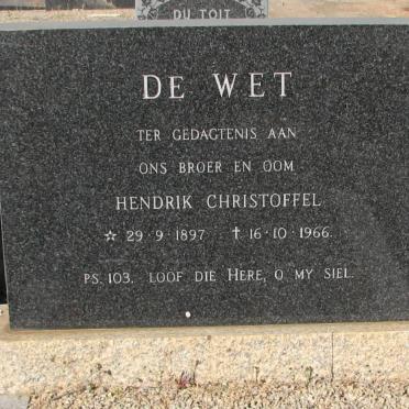 WET Hendrik Christoffel, de 1897-1966