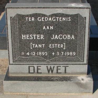 WET Hester Jacoba, de 1895-1989