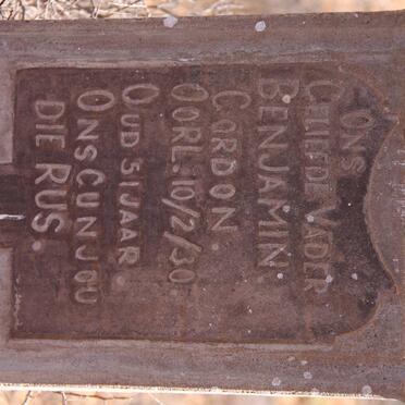 GORDON Benjamin -1930 &amp; Maria J.W. VAN RHYN -1921