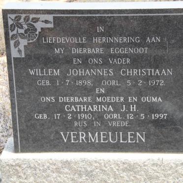 VERMEULEN Willem Johannes Christiaan 1898-1972 &amp; Catharina J.H. 1910-1997