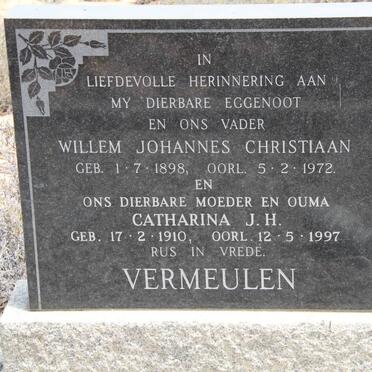 VERMEULEN Willem Johannes Christiaan 1898-1972 &amp; Catharina J.H. 1910-1997