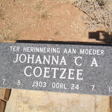 COETZEE Johanna C.A. 1903-1938