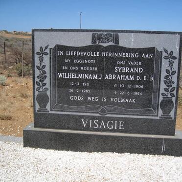 VISAGIE Sybrand Abraham D.E.B. 1906-1994 &amp; Wilhelmina M.J. 1911-1985