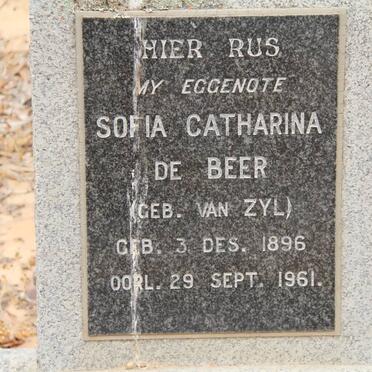 BEER Sofia Catharina, de nee VAN ZYL 1896-1961