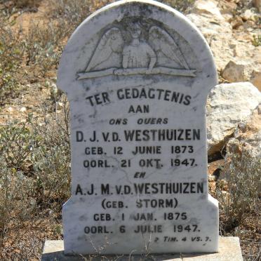 WESTHUIZEN  D.J., v.d. 1873-1947 &amp; A.J.M. STORM 1875-1947