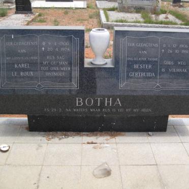 BOTHA Karel Le Roux 1900-1978 &amp; Hester Gertruida 1906-1981