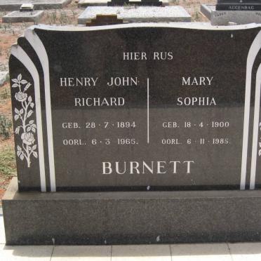 BURNETT Henry John Richard 1894-1965 &amp; Mary Sophia 1900-1985