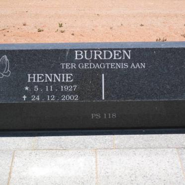 BURDEN Hennie 1927-2002