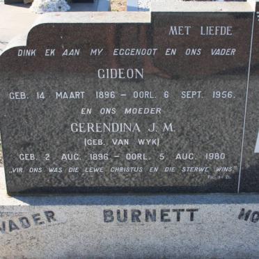 BURNETT Gideon 1896-1956 &amp; Gerendina J.M. VAN WYK 1896-1980
