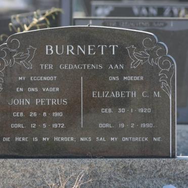 BURNETT John Petrus 1910-1972 &amp; Elizabeth C.M. 1920-1990