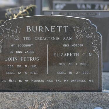 BURNETT John Petrus 1910-1972 &amp; Elizabeth C.M. 1920-1990