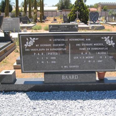 BAARD P.A.R. 1906-1991 &amp; A.A.L. V.D. MERWE 1911-1997