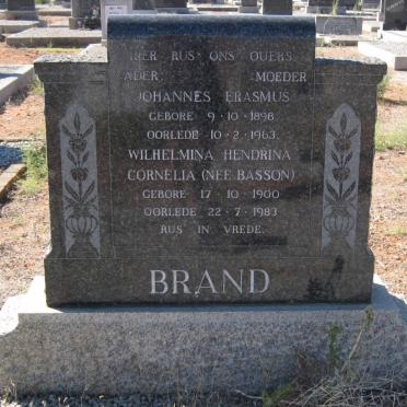 BRAND Johannes Erasmus 1898-1963 &amp; Wilhelmina Hendrina Cornelia BASSON 1900-1983