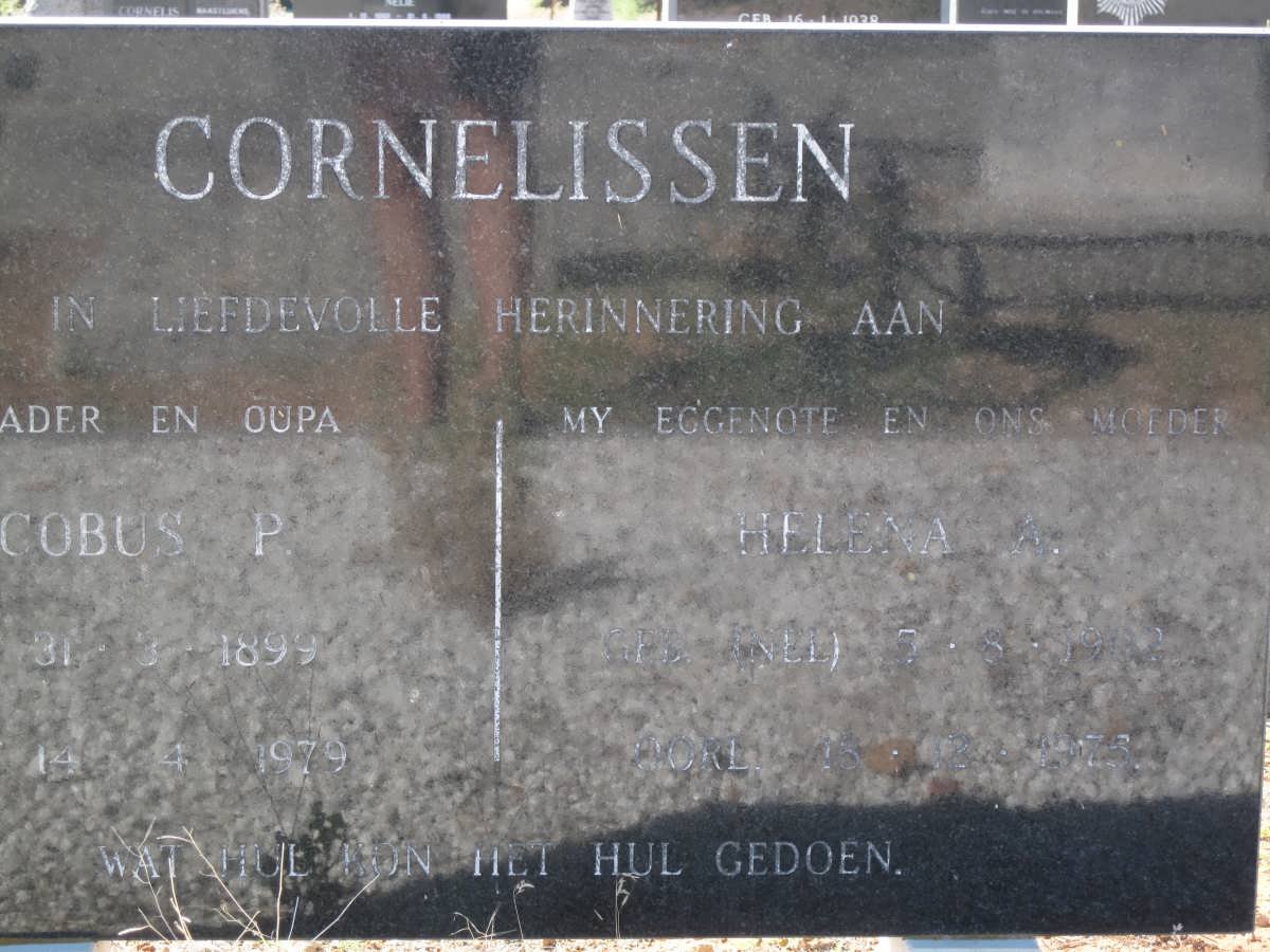 CORNELISSEN Jacobus P. 1899-1979 &amp; Helena NEL ??-1975