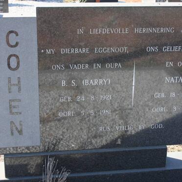 COHEN B.S. 1921-1981 &amp; Natalia 1923-1998
