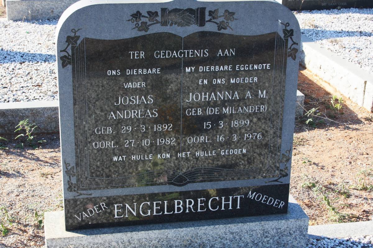 ENGELBRECHT Josias Andreas 1892-1982 &amp; Johanna A.M. DE MILANDER 1899-1976