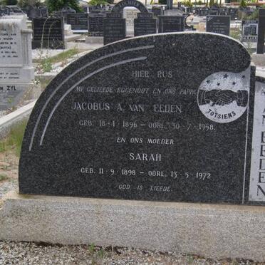 EEDEN Jacobus A., van 1896-1958 &amp; Sarah 1898-1972