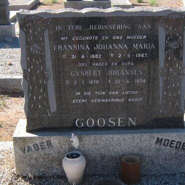 GOOSEN Gysbert Johannes 1878-1974 &amp; Fransina Johanna Maria 1882-1967