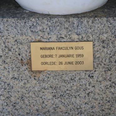 GOUS Mariana Faculyn 1959-2003